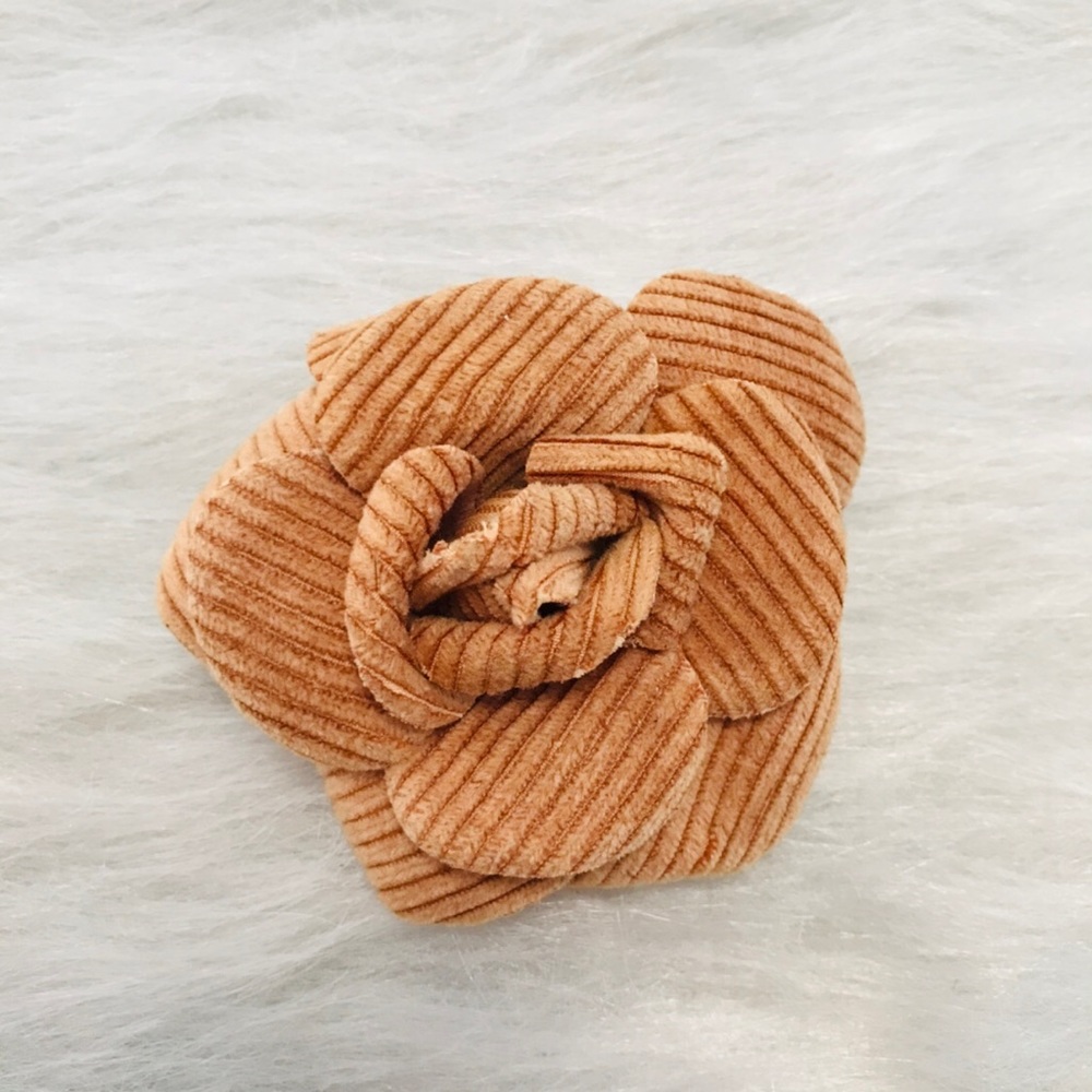 CHANEL Fabric Brown Camellia Brooch Pin - Picture 2 of 7